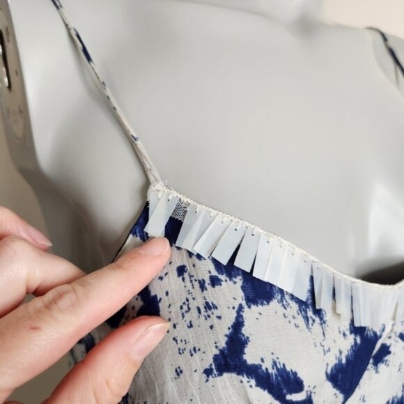 Velvet by Graham Spencer Blue and White Silk Slip Mini Dress Size Small - Picture 5 of 13